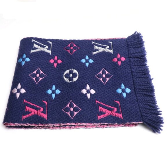 LOUIS VUITTON Echarpe Logomania Muffler Navy Multi M70899 GM0138 - Picture 6 of 12